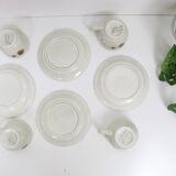 Set of 4 cups and saucers, Sarreguemines, Chardon model, vintage French