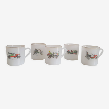 Lot 5 cups Arcopal - Model vintage cars