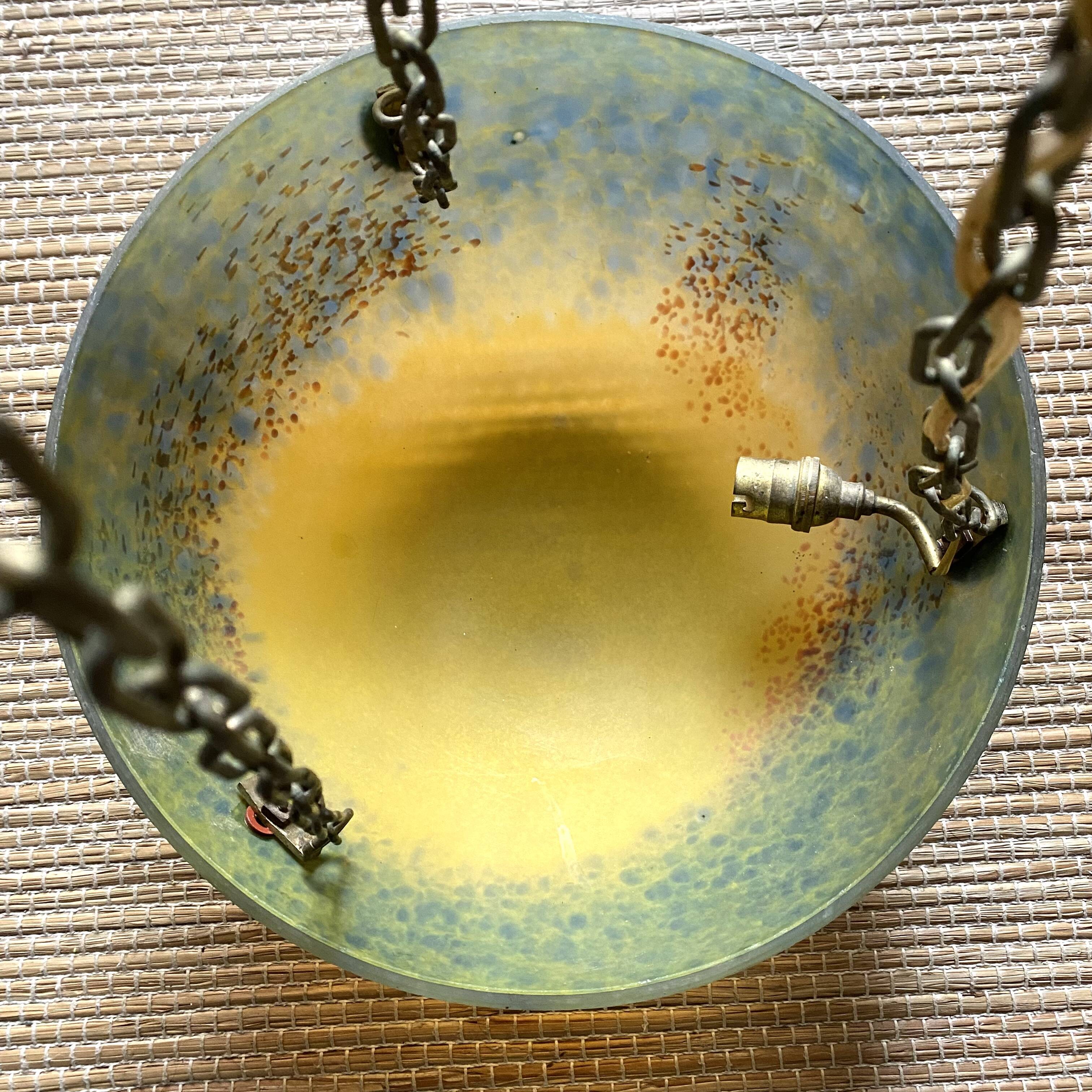 Art Nouveau glass paste suspension by Degué.