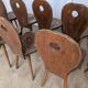 8 chaises brutalistes vintage en bois