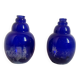 Pair of colbat blue art deco vase with silver leaf inclusions height 24 cm