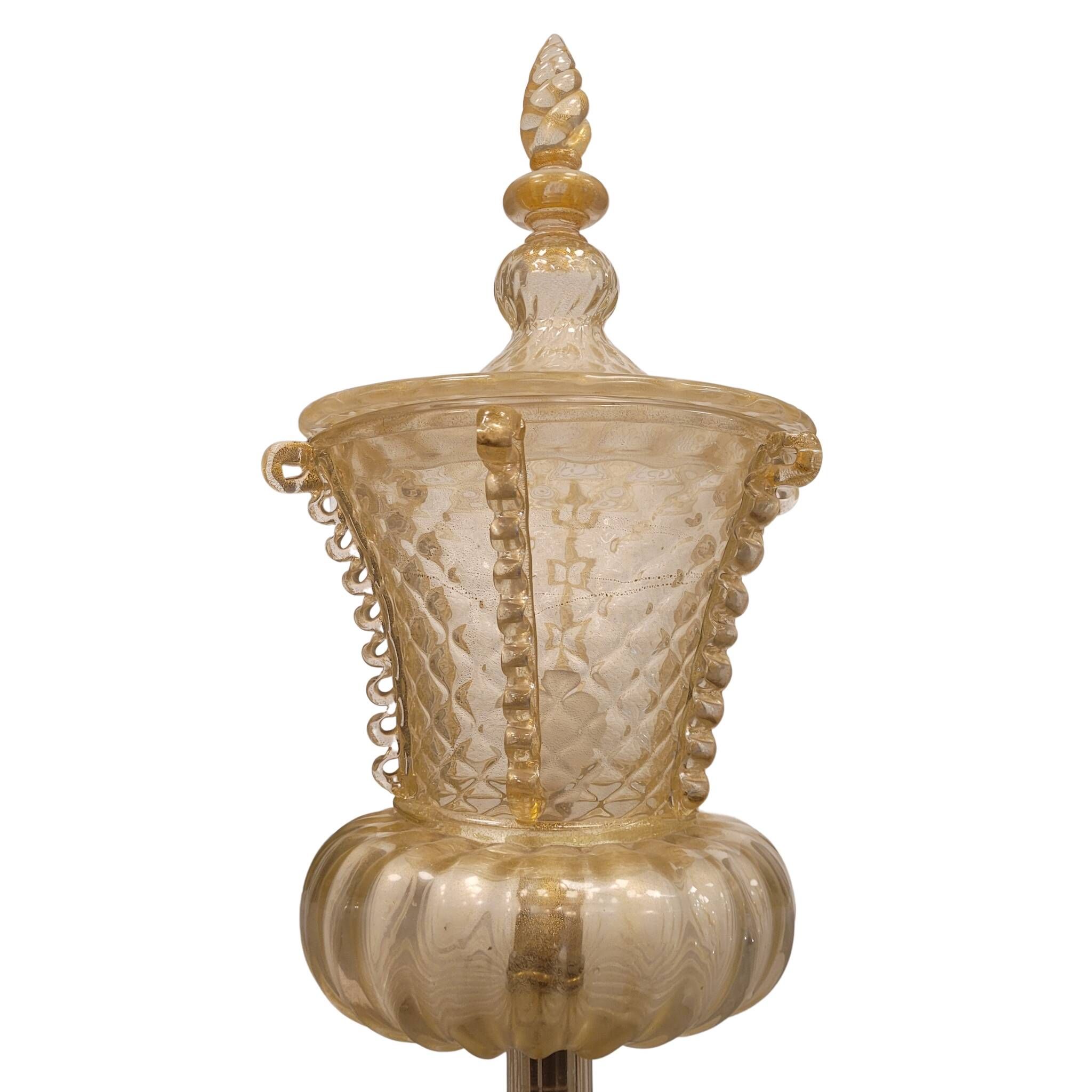 Magpie lamp, Murano crystal and gold powder, Barovier & Toso, 50's