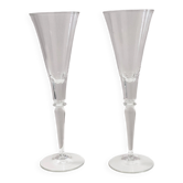 Pair of Vintage Transparent Crystal Flutes attributed to Baccarat