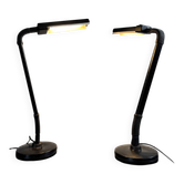Pair of black articulated desk lamps — Ledu
