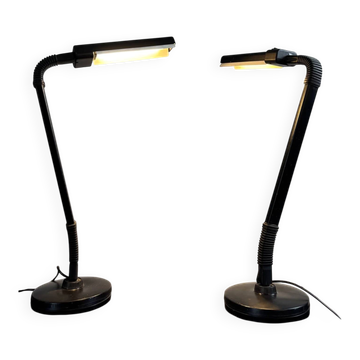 Paire de lampes de bureau noires articulées — Ledu