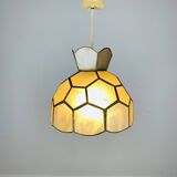 Vintage 60s mother-of-pearl and brass pendant light