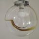 Vintage Murano Glass Globe Pendant Ceiling Light Amber Wave Mazzega Style