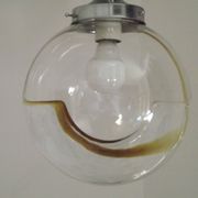 Suspension en verre de Murano ambré dans le goût de Mazzega