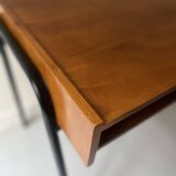 Desk in wood and black metal design 1950