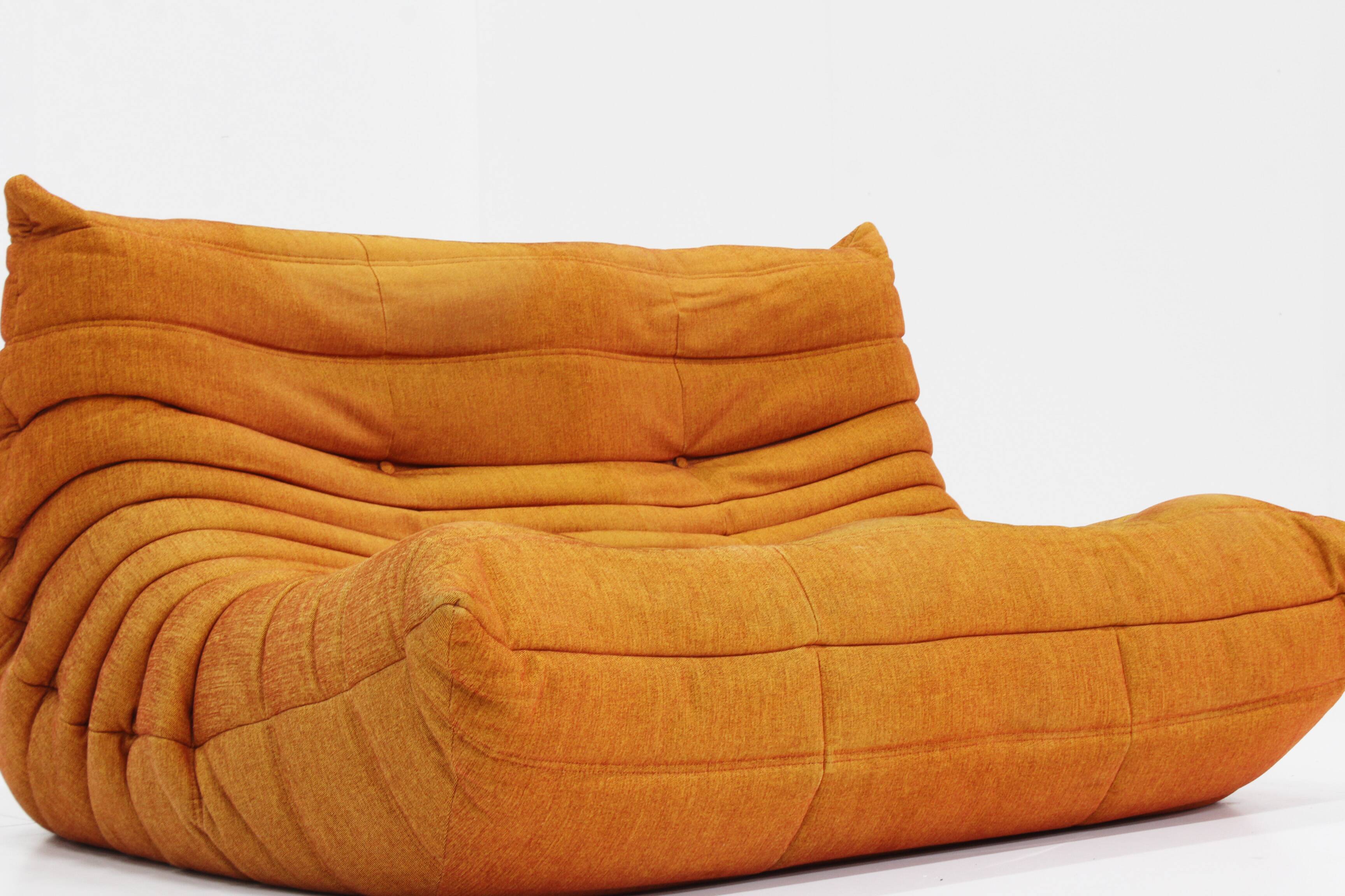 Ligne Roset Togo 2 seater sofa orange by Michel Ducaroy