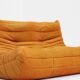 Ligne Roset Togo 2 seater sofa orange by Michel Ducaroy