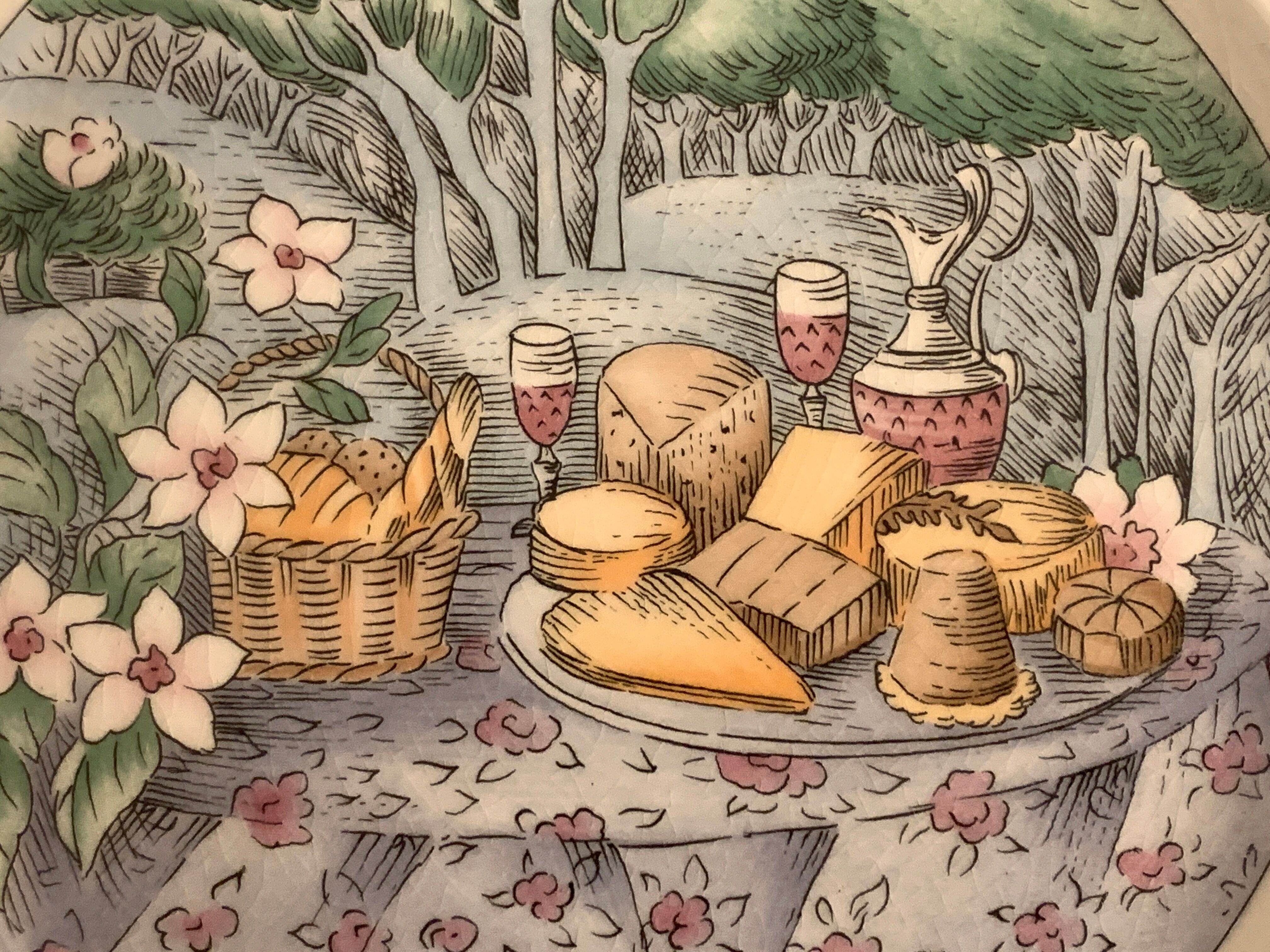 6 Gien cheese plates, Les Saveurs by Marie-Pierre Boitard