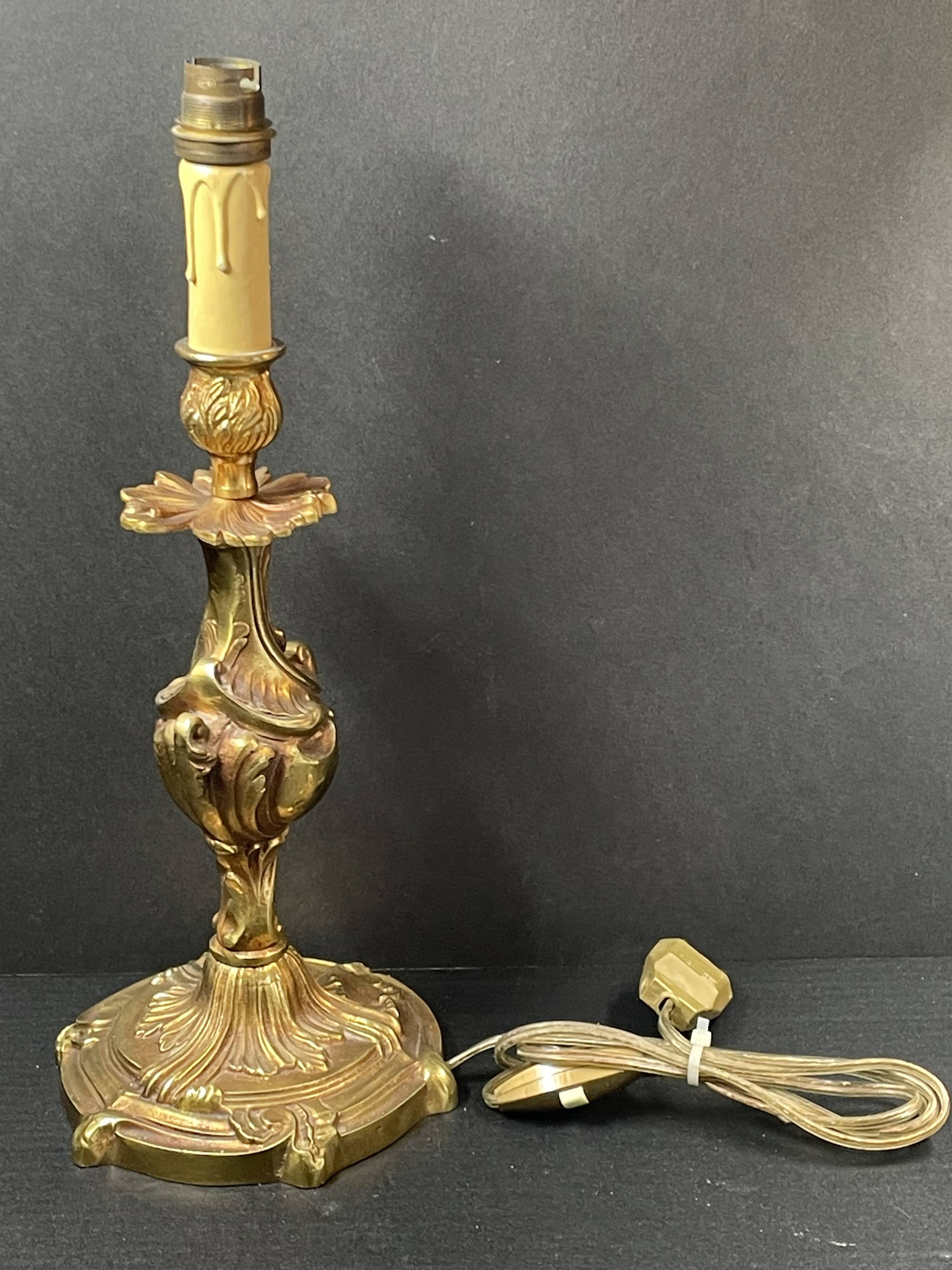 bronze lamp base (very heavy) baroque style 37 cm socket height