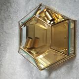 Hexagonal brass and bevelled glass ceiling light