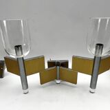 Mid-Century Modern set of eight brass and chrome sconces by Sciolari. Italy 1970s