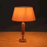 Vintage bedside lamp from the sixties, brass and natural stone Boho.