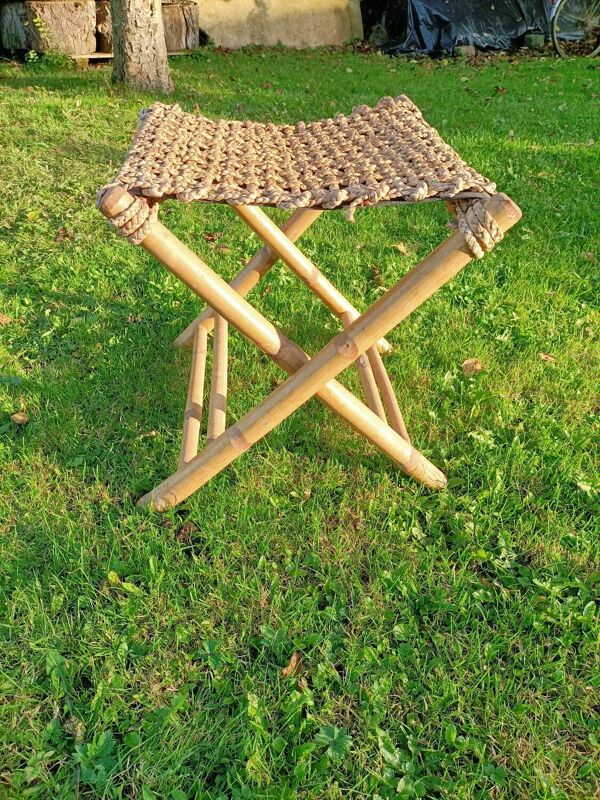 Tabouret rétro bambou