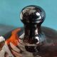 French vintage amber glass cheese dish