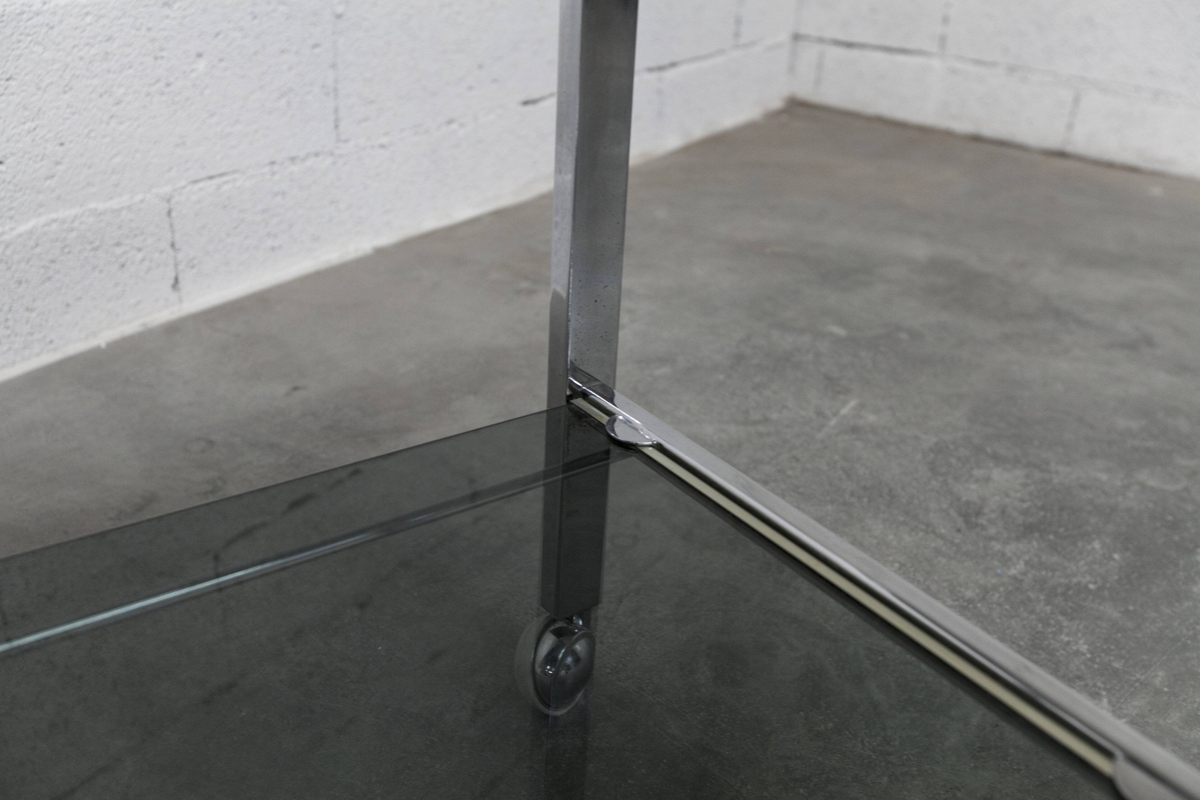 Chrome and smoked glass hi-fi trolley / cabinet 1970