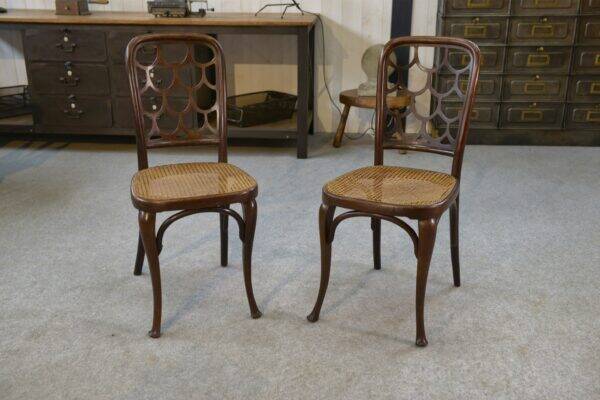 Pair of Art Nouveau bentwood chairs attributed to Koloman Moser for Jacob and Josef Kohn 1890/1910