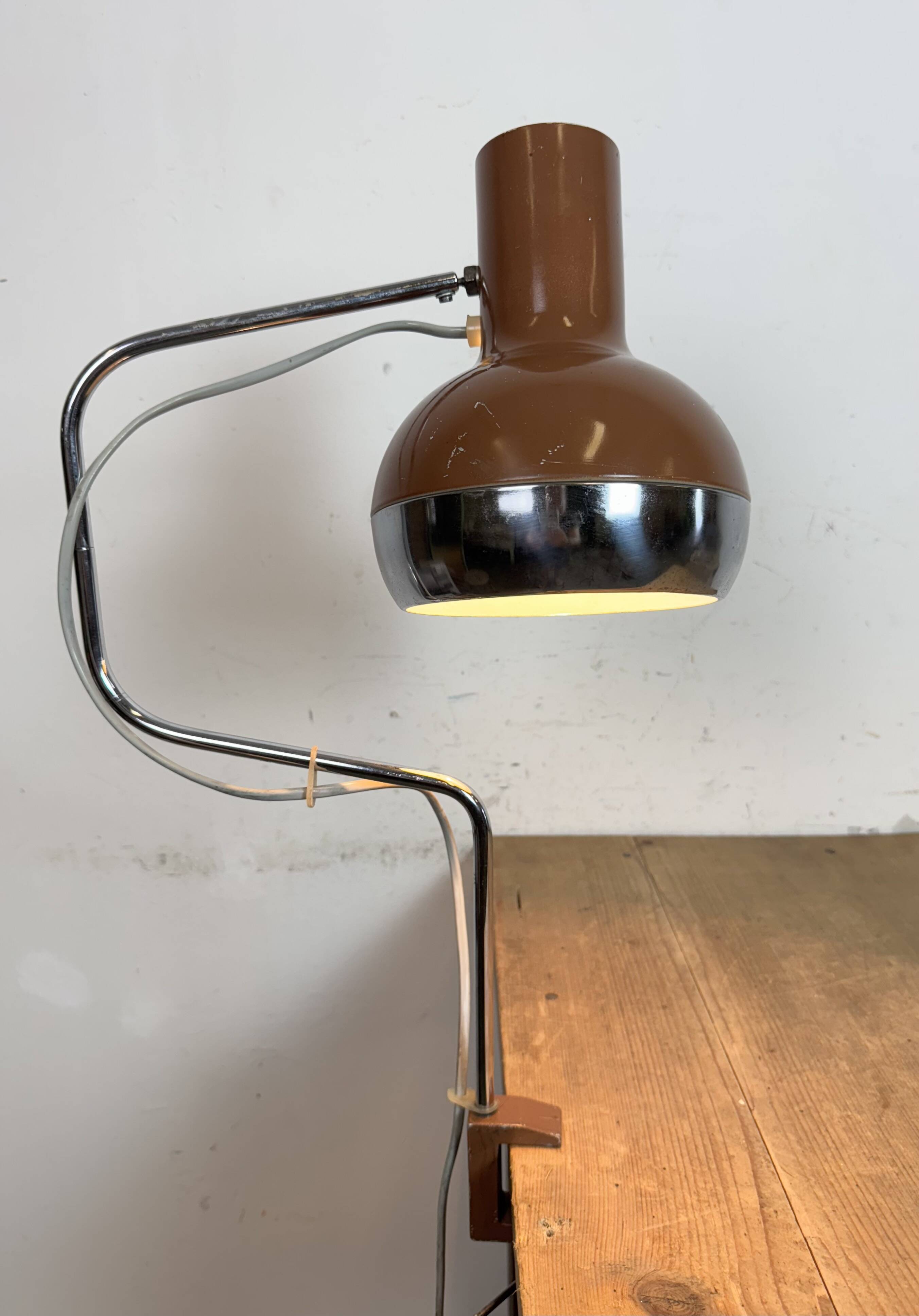 Lampe de bureau industrielle marron, années 1970