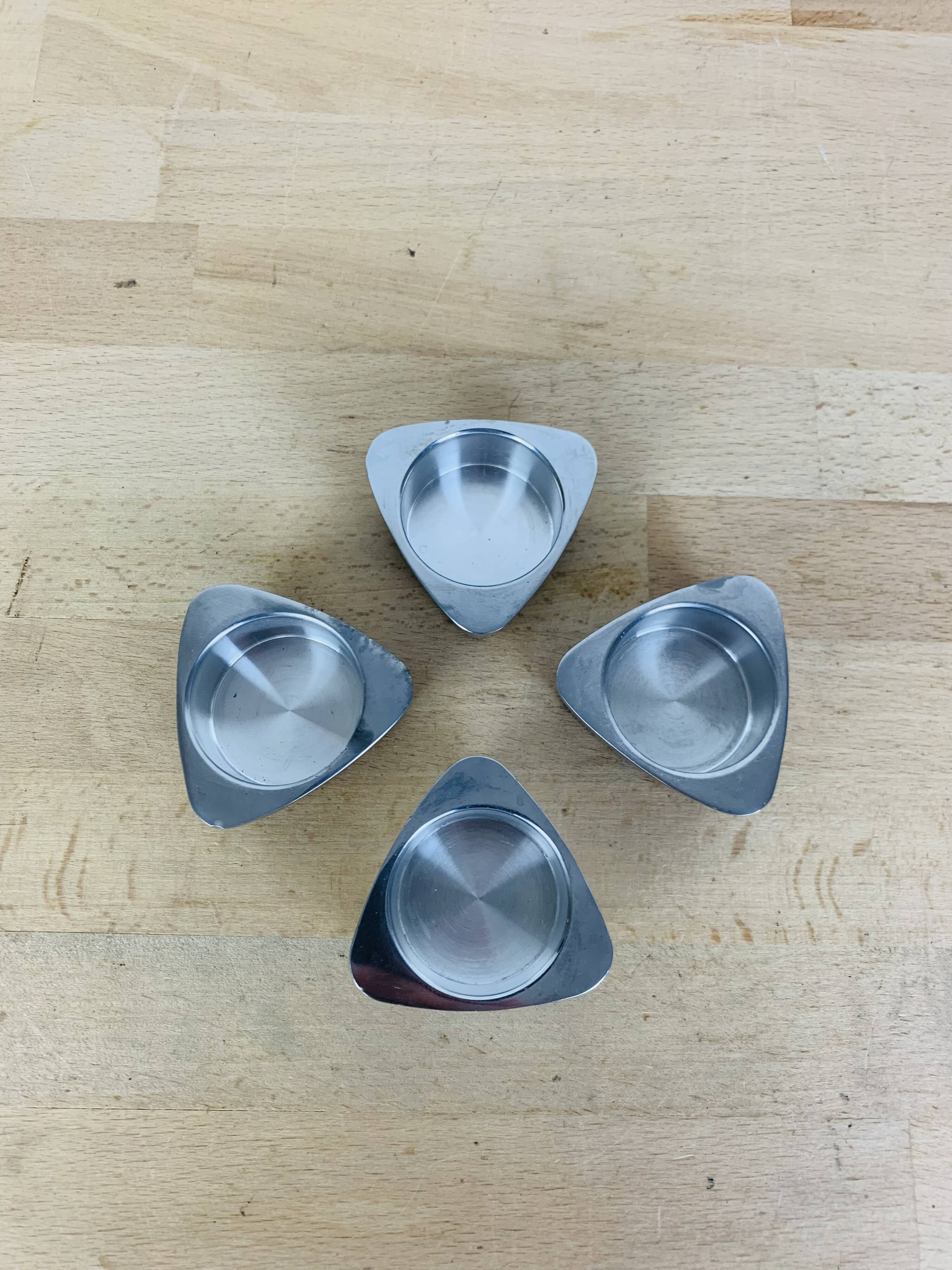 4 aluminum triangle candle holders, Ikea
