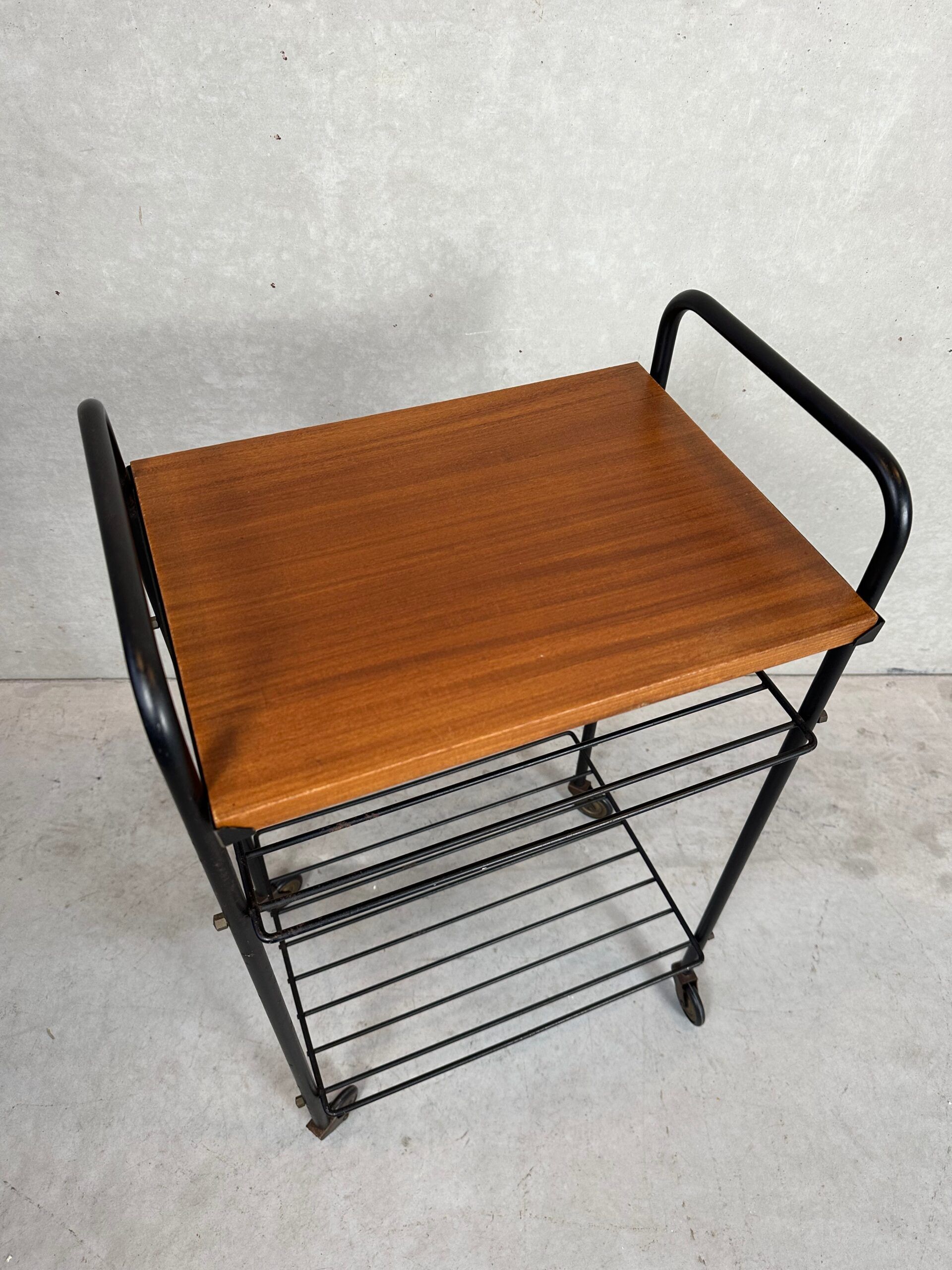 Vintage side table/70s trolley in teak