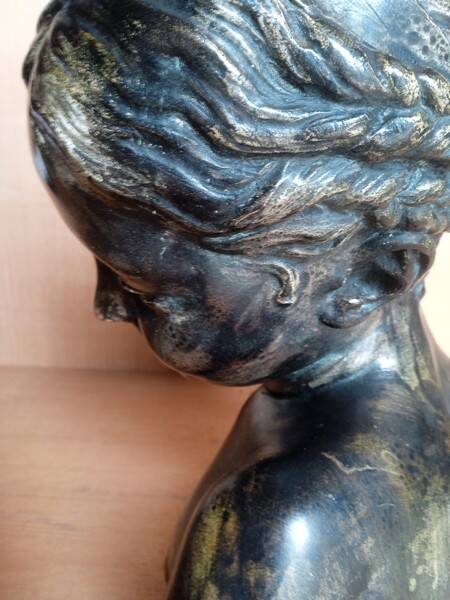 JBPigalle bust La Rieuse plaster signed