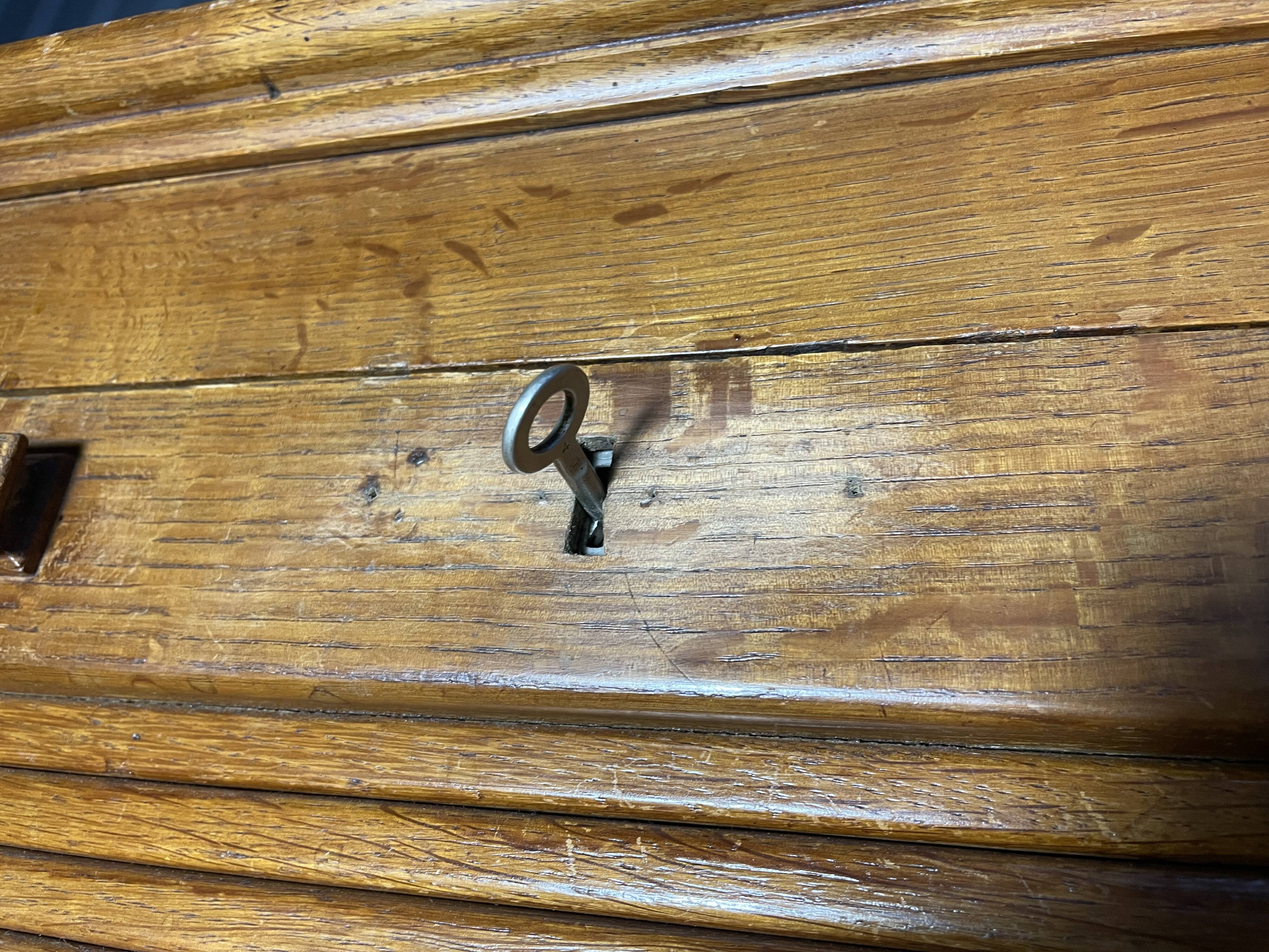 Solid oak notary double curtain filing cabinet 1900