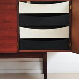vintage Danish sideboard with black and white drawers