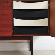 vintage Danish sideboard with black and white drawers