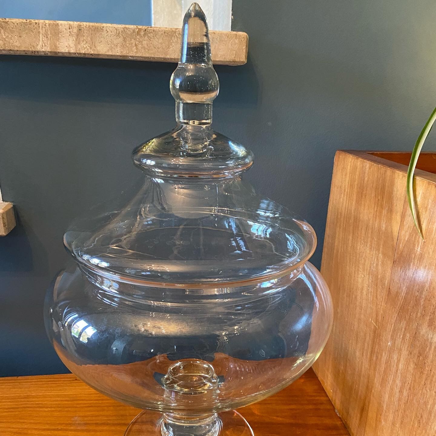 Glass jar on pedestal