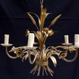 Vintage gold metal chandelier 70