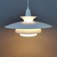 Classic danish designed hanging lamp from the 80s, in white lacquered metal