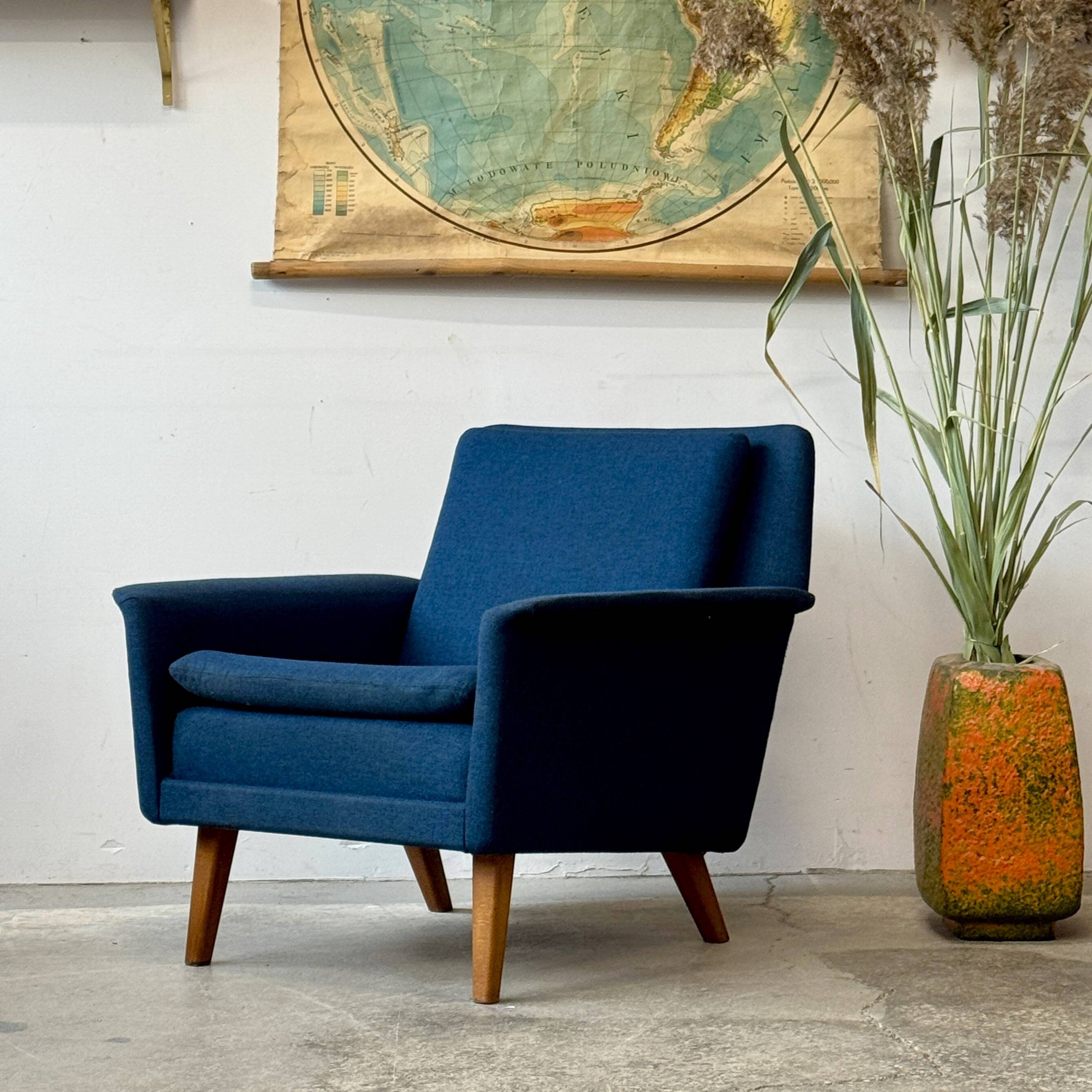 Fauteuil en laine, conçu par Folke Ohlsson, Danemark années 50/60, milieu du XXe siècle moderne