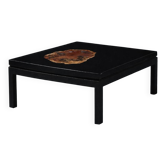 Aldo Chale coffee table - made of petrified wood from Arizona, resin, and lacquered wood.