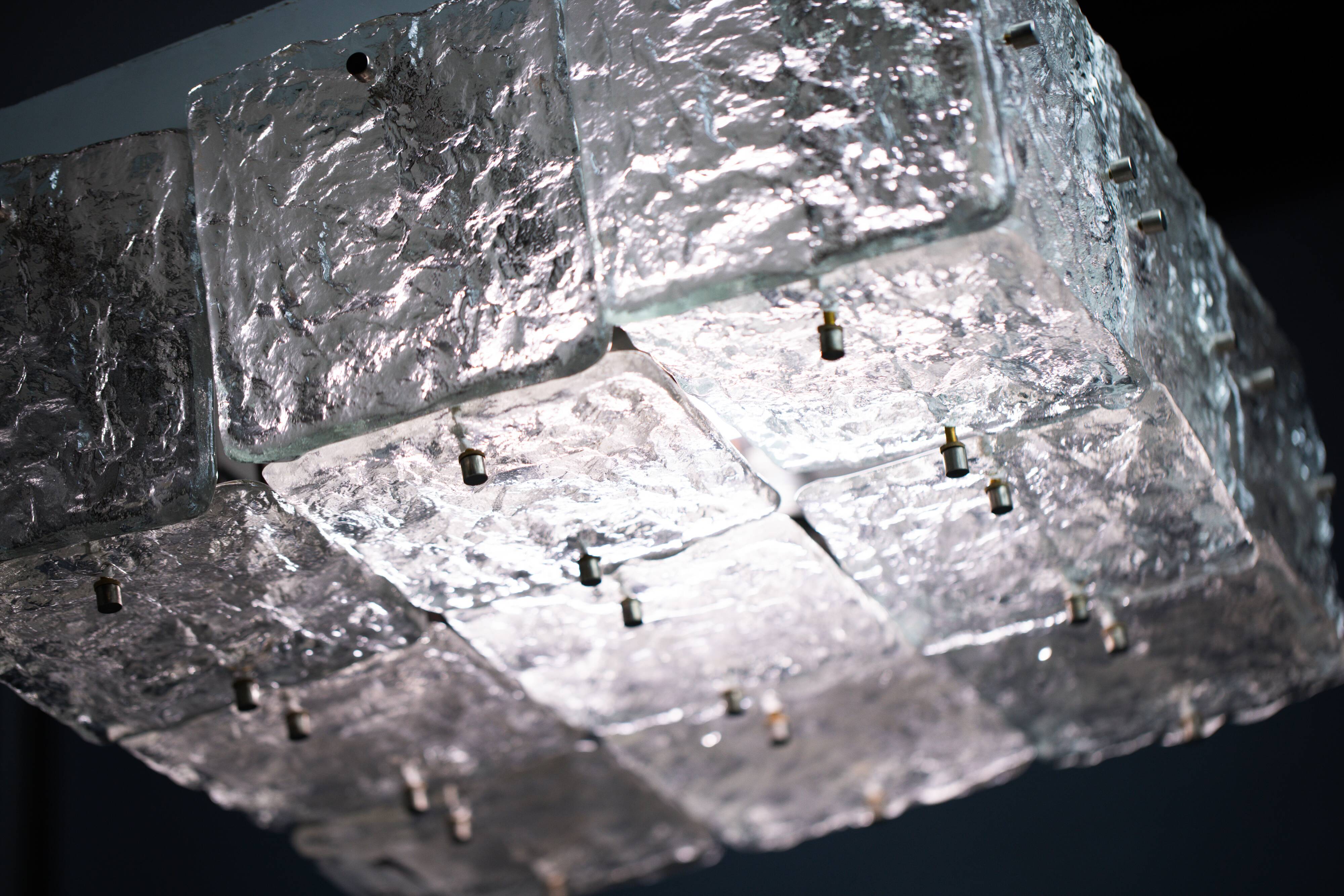 Large Vintage J.T. Kalmar Glass Flush Mount - 1960s Austrian Ceiling Light