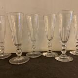 6 antique champagne flutes with cut sides