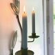 Wall Candle Holder, Green Metal Leaves