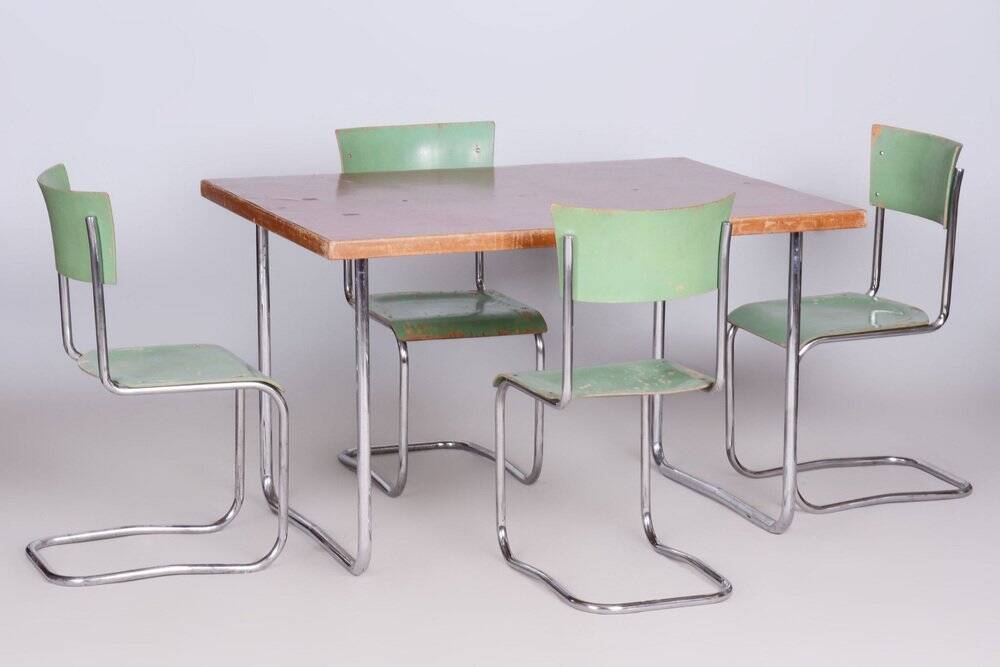 Original Bauhaus Dining Table attributed to Mücke Melder, Former Czechoslovakia, 1930s