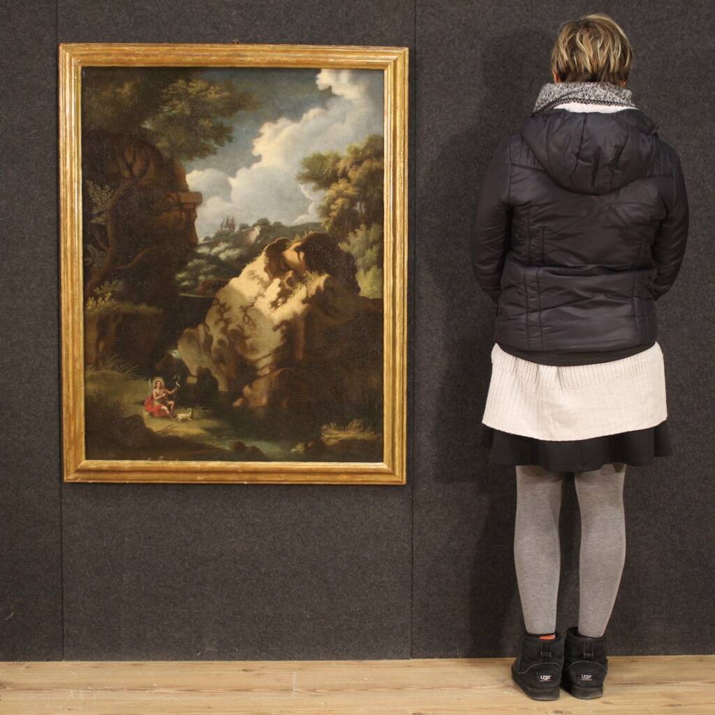 Painting wooded landscape with St. John the Baptist from 18th century