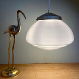 Vintage XXL art deco globe pendant light in white opaline