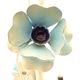 Vintage chandelier bouquet of blue flowers 5 candles in painted sheet metal.