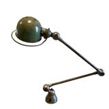 Jieldé articulated lamp with 2 arms, Vespa green, retro industrial design, vintage workshop lamp from the 1950s-60s.