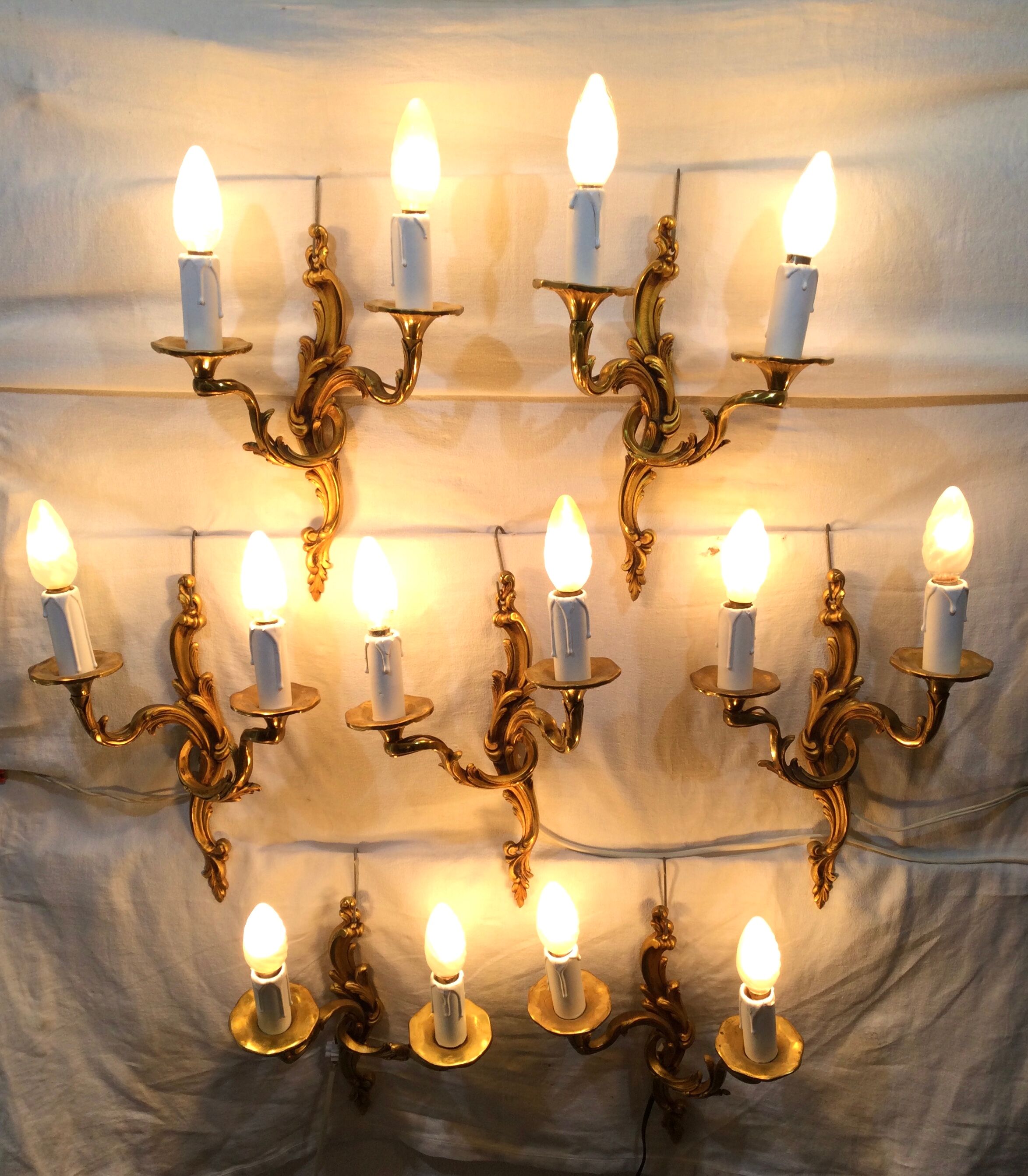 7 Bronze Wall Lamps 2 lights