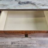 Mid Century Chest of Drawers in Mahogany, Brass and Glass