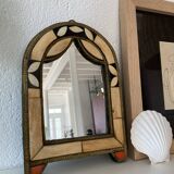 Vintage mirror bohemian metal and horn - 28x19cm