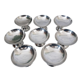 Ensemble de 8 coupelles à glace en inox années 70