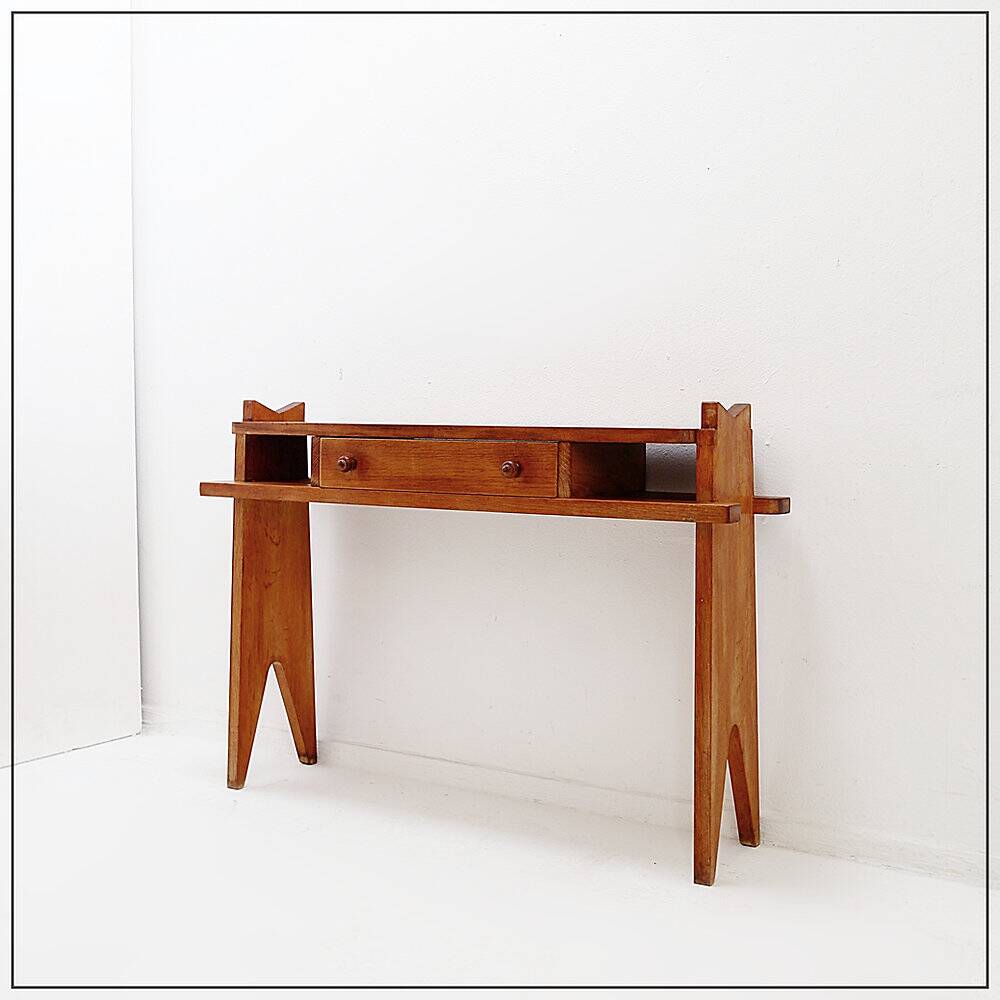 Oak console by Guillerme et Chambron, 1950s/60s.