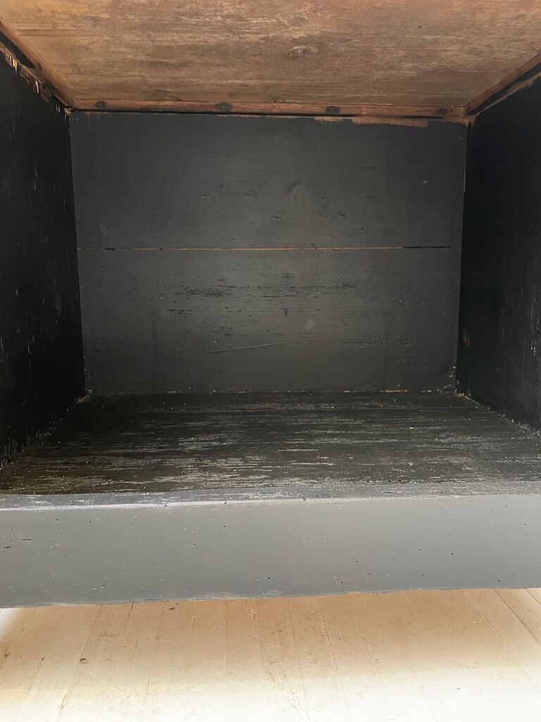 Old black storage window